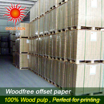 Papel de impresión en offset libre de madera revestido de la pulpa de madera del 100% en carrete